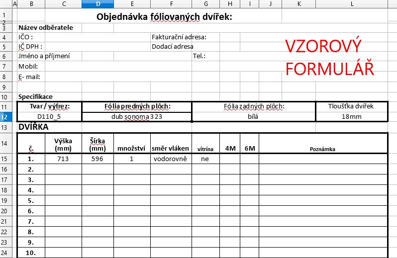 vzor formulář